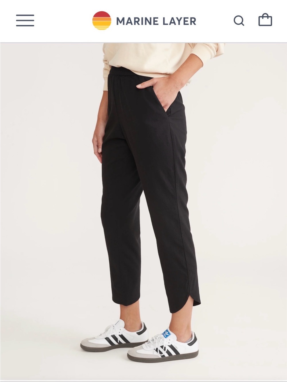 Marine Layer Blue Cropped Tailored Jogger Pants